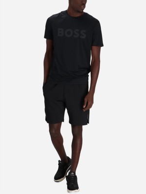 Erkek Boss Yazılı Kısa Kollu Bisiklet Yaka Siyah T-Shirt 50531244-001