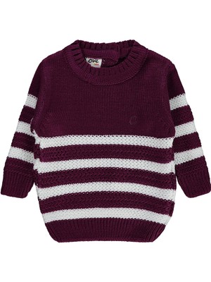 Civil Baby Triko Çizgili 6-18 Ay Kazak - Lila 9-12 Ay