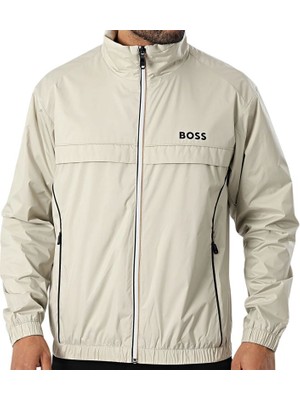 Boss Erkek Kontrast Şerit ve Logolu Normal Kesim Dik Yakalı Bej Ceket 50551069-272