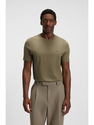 Boss Erkek Regular Fit Kısa Kollu Düz Bisiklet Yaka Haki T-Shirt 50468347-245