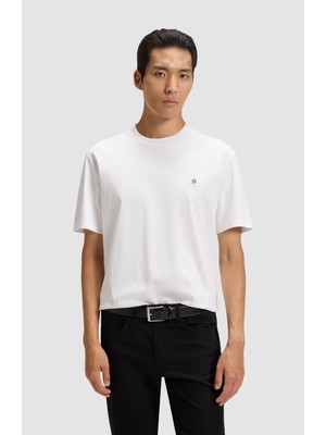 Boss Erkek Regular Fit Bisiklet Yaka Marka Logolu Ekru T-Shirt 50520298-103