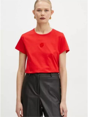 Hugo Kadın Regular Fit Yuvarlak Yaka Kısa Kollu Kırmızı T-Shirt 50534800-628