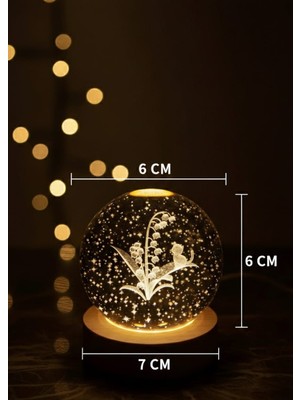 Hayal Çanta Kristal Işıklı Renk Değiştiren Cam Küre-Müge Çiçeği Temalı Özel Tasarım