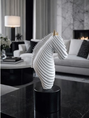 Hediye Fikri Modern Abstract At Başı Heykeli – Lüks Reçine Biblo, Minimalist Ev Dekoru 25 cm
