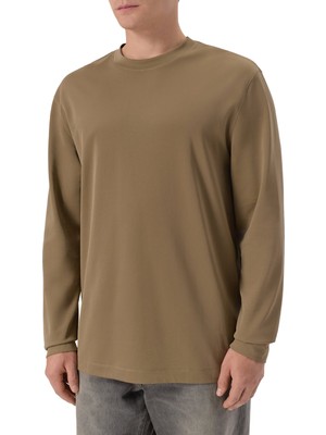 Boss Erkek Slim Fit Bisiklet Yaka Uzun Kollu Haki T-Shirt 50554524-245