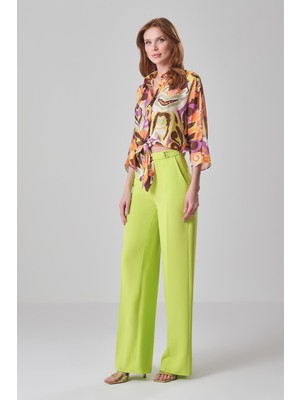 Explosion Kadın Regular Fit Cepli Bol Paçalı Elma Yeşili Pantolon EXP42451-ELMAYEŞİLİ