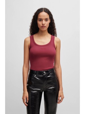 Boss Kadın Kalın Askılı Yuvarlak Yaka Kolsuz Logolu Bordo Atlet 50504245-648