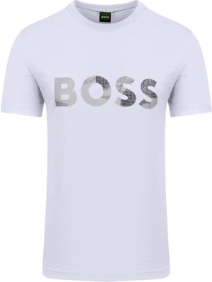 Erkek Boss Yazılı Kısa Kollu Bisiklet Yaka Beyaz T-Shirt 50537834-100