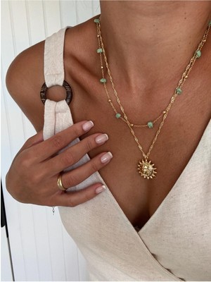 Miliva Ikili Güneş Kolye | Zincir Güneş Kolye | Kombin Kolye | Yazlık Kolye