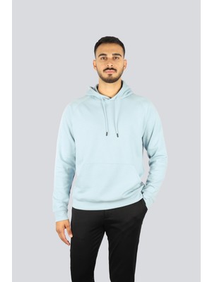 Boss Erkek Regular Fit Pamuklu Kapüşonlu Uzun Kollu Mavi Sweatshirt 50545846-483