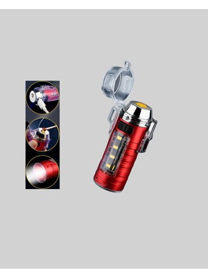 USB Şarjlı Rüzgar Geçirmez Elektrikli Çakmak El Fenerli - Lisinya