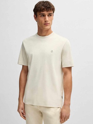 Boss Erkek Regular Fit Bisiklet Yaka Marka Logolu Bej T-Shirt 50520298-131