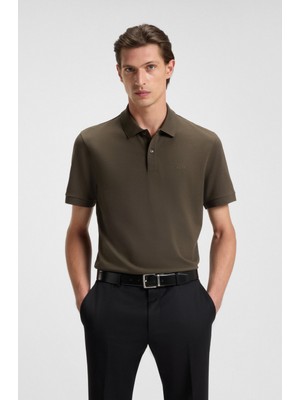 Boss Erkek Polo Yaka Regular Fit Pamuklu Kısa Kollu Koyu Kahve Polo Yaka T-Shirt 50468362-342