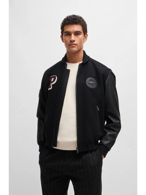 Boss Erkek Marka Logolu Uzun Kollu Rahat Siyah Ceket 50523088-001