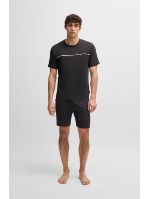 Boss Erkek Normal Kalıp Bambu Jarse Kumaş Logo Baskılı Gri Pijama Takımı 50540627-021