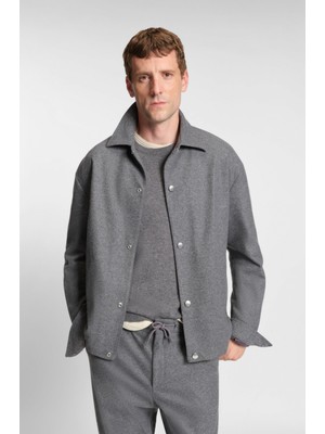 Boss Erkek Uzun Kol Düğme Kapama Çentikli Yaka Gri Ceket 50551517-030