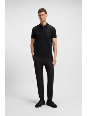 Boss Erkek Normal Kalıp %100 Pamuklu Jakarlı Kısa Kollu Siyah T-Shirt 50544170-001