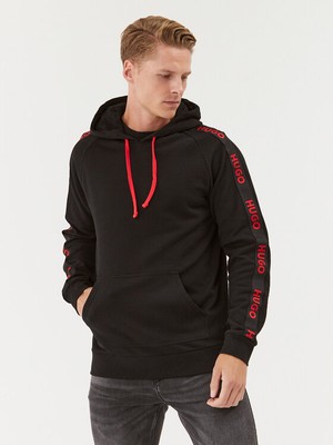 Hugo Erkek Kapşonlu Yaka Fermuarlı Uzun Kollu Siyah Sweatshirt 50497003-001