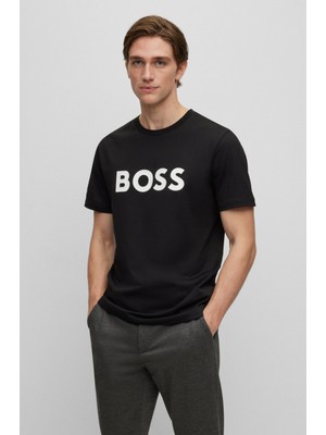 Boss Erkek Regular Fit Kısa Kollu Düz Bisiklet Yaka Siyah T-Shirt 50495742-001