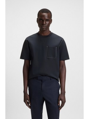 Boss Erkek Bisiklet Yaka Sol Geniş Cep Detay Kısa Kol Lacivert T-Shirt 50543405-404