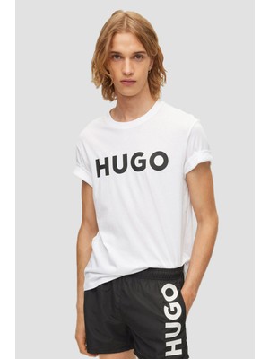 Hugo Erkek %100 Pamuklu Logolu Kısa Kollu Beyaz1 T-Shirt 50467556-120