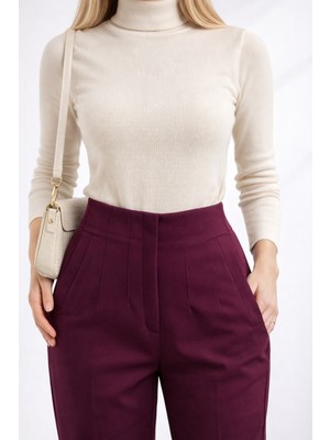 We&Me Fermurarlı Yüksek Bel Dar Paça Carrot Fit Kumaş Pantolon