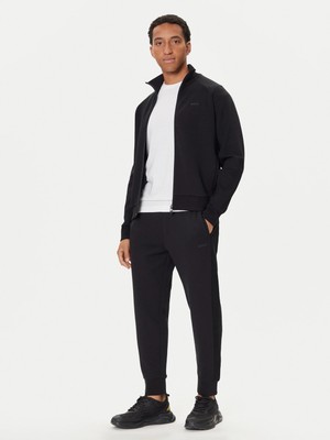 Boss Erkek Normal Kalıp Dik Yakalı Esnek Pamuklu Kumaş Uzun Kollu Siyah Sweatshirt 50543886-001