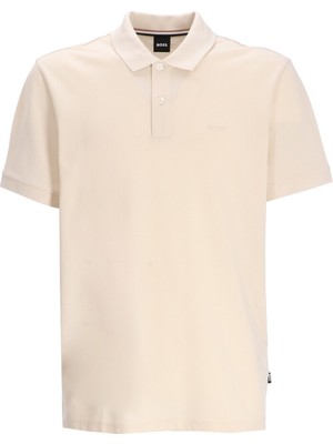 Boss Erkek Polo Yaka Regular Fit Pamuklu Kısa Kollu Ekru Polo Yaka T-Shirt 50468362-131