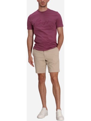 Boss Erkek Regular Fit Yazılı Logolu Yuvarlak Yaka Kısa Kollu Pamuklu Jarse Mor T-Shirt 50531309-524