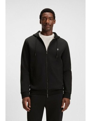 Boss Erkek Kapüşonlu Fermuar Kapamalı Cepli Uzun Kol Siyah1 Sweatshirt 50520303-002
