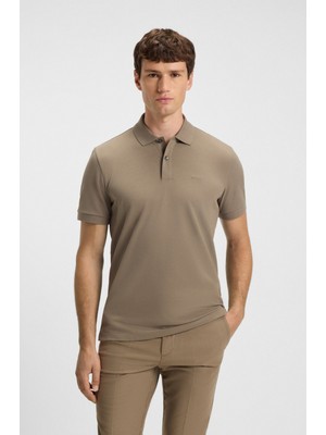 Boss Erkek Polo Yaka Regular Fit Pamuklu Kısa Kollu Açık Kahve Polo Yaka T-Shirt 50468362-245