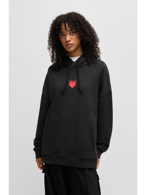 Hugo Erkek Normal Kesim Kapüşonlu Arkası Baskılı Uzun Kollu Siyah Sweatshirt 50530577-001