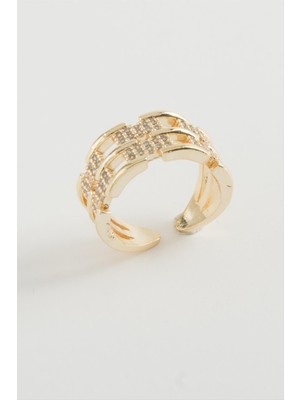 Nacario Zincir Şekilli Zirkon Taşlı Yüzük