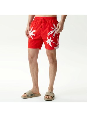 Boss Erkek Logolu Beli Lastikli Yüksek Bel Slim Fit Kırmızı Mayo 50515706-626