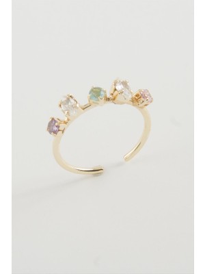Nacario Oval Renkli Taşlı Yüzük