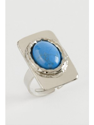 Nacario Dikdörtgen Turkuaz Taşlı Yüzük