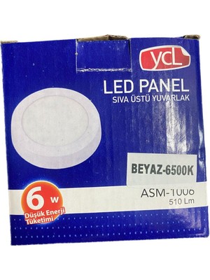 Ycl 6W Sıva Üstü Yuvarlak LED Panel Beyaz 6500K