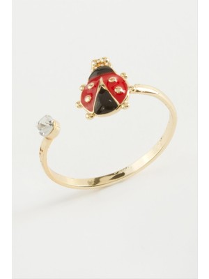 Nacario Uğur Böceği Mineli Taşlı Yüzük