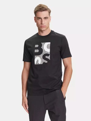 Boss Erkek Regular Fit Yuvarlak Yakalı Logo Baskılı Pamuklu Kısa Kollu Siyah T-Shirt 50543901-001