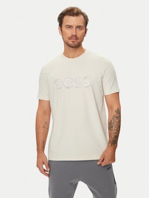Boss Erkek Marka Logolu Pamuklu Günlük Kullanım Ekru T-Shirt 50519365-131