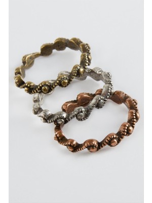 Nacario 3 Adet Zikzak Metal Yüzük