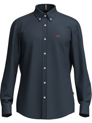 Boss Erkek Pamuklu Gömlek Yakalı Uzun Kollu  Düğme Kapamalı Lacivert Gömlek 50521996-404