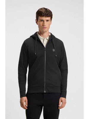 Boss Erkek Regular Fit Kapüşonlu Pamuklu Uzun Kollu Siyah Sweatshirt 50545581-001