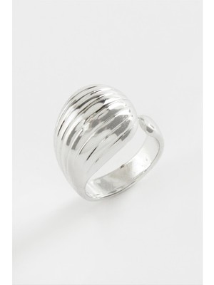 Nacario Çizgili Su Damlası Metal Yüzük