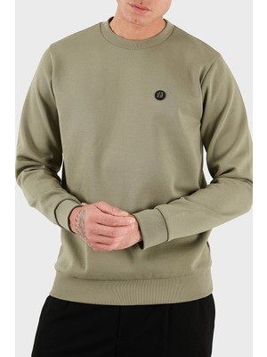 Boss Erkek Düz Model Bisiklet Yaka Uzun Kol Haki Sweatshirt 50520302-245