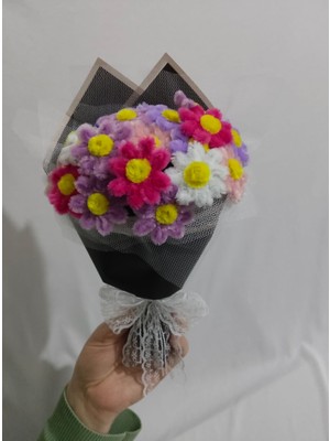 Badem Hediyecilik El Yapımı Şönil Çiçek Buket – Dekoratif, Solmayan, Hediye Için Ideal