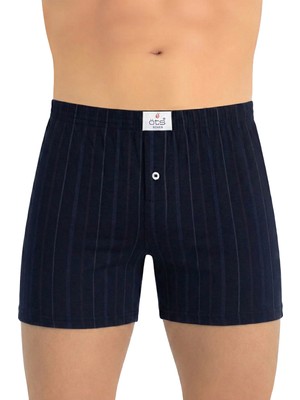 Öts Erkek Boxer Çizgili, Düğmeli (%100 Pamuk)