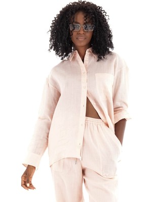 Hugo Kadın Normal Kalıp Hafif Nefes Alabilen Kumal Uzun Kollu Pembe Gömlek 50537925-690