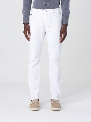 Boss Erkek Slim Fit Rahat Esnek Denim Kumaş Dar Paça Beyaz Jeans 50540492-100