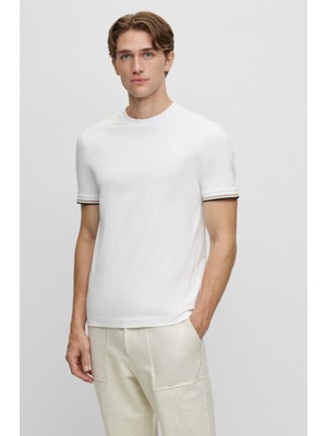 Boss Erkek Regular Fit Kısa Kollu Düz Bisiklet Yaka Beyaz T-Shirt 50501097-100